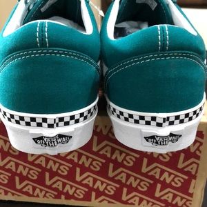 vans old skool checkerboard foxing quetzal green skate shoes